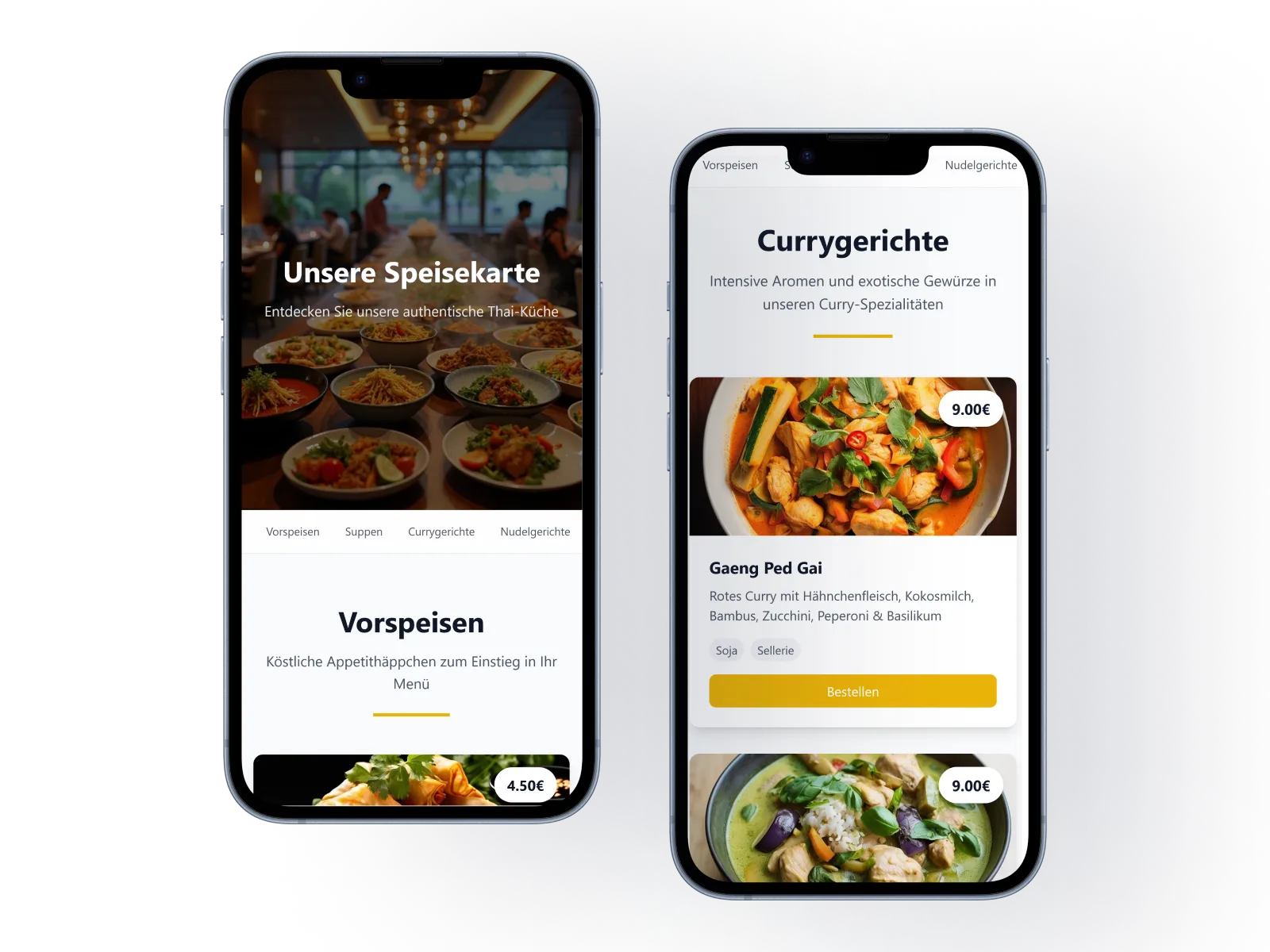Screenshot der PlateQR digitalen Speisekarte